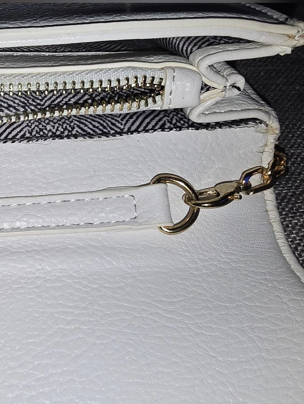 Madison West White Clutch with Gold Chain Strap